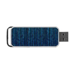 Stylish Abstract Blue Strips Portable Usb Flash (one Side) by gatterwe