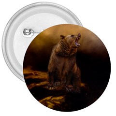 Roaring Grizzly Bear 3  Buttons by gatterwe