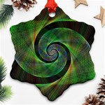 Green Spiral Fractal Wired Snowflake Ornament (Two Sides) Front