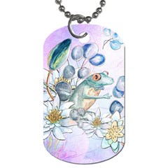 Funny, Cute Frog With Waterlily And Leaves Dog Tag (one Side) by FantasyWorld7