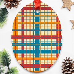 Plaid Pattern Oval Ornament (two Sides) by linceazul