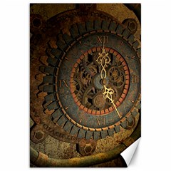 Steampunk, Awesoeme Clock, Rusty Metal Canvas 20  X 30   by FantasyWorld7