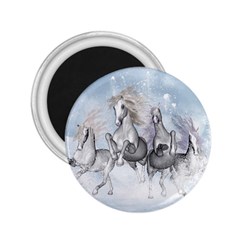 Awesome Running Horses In The Snow 2 25  Magnets by FantasyWorld7