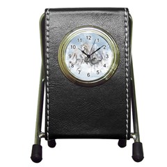 Awesome Running Horses In The Snow Pen Holder Desk Clocks by FantasyWorld7