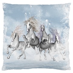 Awesome Running Horses In The Snow Standard Flano Cushion Case (one Side) by FantasyWorld7