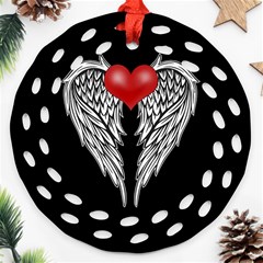 Angel Heart Tattoo Round Filigree Ornament (two Sides) by Valentinaart