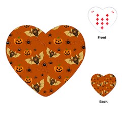 Bat, Pumpkin And Spider Pattern Playing Cards (heart)  by Valentinaart