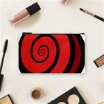 Double Spiral Thick Lines Black Red Cosmetic Bag (Small)  Front