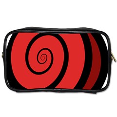 Double Spiral Thick Lines Black Red Toiletries Bags 2-side by Mariart