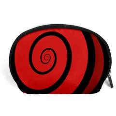 Double Spiral Thick Lines Black Red Accessory Pouches (large)  by Mariart