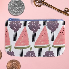 Grapes Watermelon Fruit Patterns Bouffants Broken Hearts Large Coin Purse by Mariart