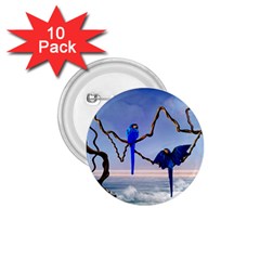 Wonderful Blue  Parrot Looking To The Ocean 1 75  Buttons (10 Pack) by FantasyWorld7