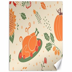 Happy Thanksgiving Chicken Bird Flower Floral Pumpkin Sunflower Canvas 18  X 24   by Mariart