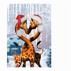 Christmas, Giraffe In Love With Christmas Hat Small Garden Flag (two Sides) by FantasyWorld7