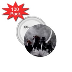 Awesome Wild Black Horses Running In The Night 1 75  Buttons (100 Pack)  by FantasyWorld7