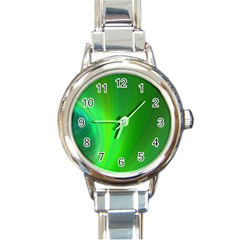 Green Background Abstract Color Round Italian Charm Watch by Nexatart