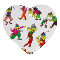 Golfers Athletes Ornament (heart) by Nexatart