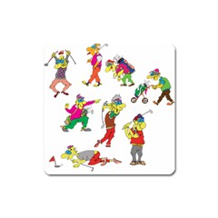 Golfers Athletes Square Magnet by Nexatart