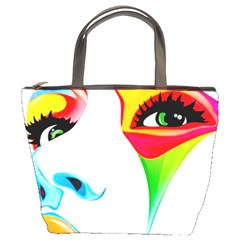 Colourful Art Face Bucket Bags by MaryIllustrations