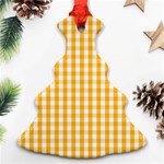 Pale Pumpkin Orange and White Halloween Gingham Check Christmas Tree Ornament (Two Sides) Front