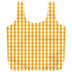 Pale Pumpkin Orange and White Halloween Gingham Check Full Print Recycle Bags (L)  Front