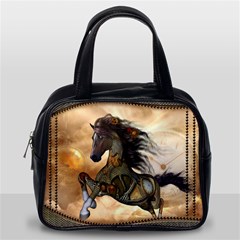 Steampunk, Wonderful Steampunk Horse With Clocks And Gears, Golden Design Classic Handbags (one Side) by FantasyWorld7