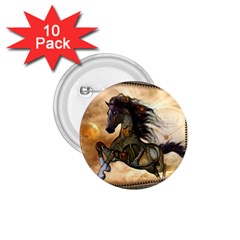 Steampunk, Wonderful Steampunk Horse With Clocks And Gears, Golden Design 1 75  Buttons (10 Pack) by FantasyWorld7