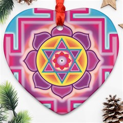 Kali Yantra Inverted Rainbow Ornament (heart) by Mariart