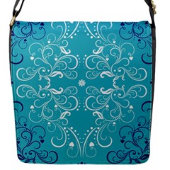 Repeatable Patterns Shutterstock Blue Leaf Heart Love Flap Messenger Bag (s) by Mariart