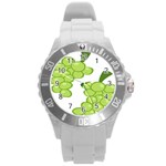 Fruit Green Grape Round Plastic Sport Watch (L) Front