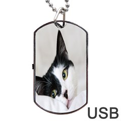 Cat Face Cute Black White Animals Dog Tag Usb Flash (two Sides) by Mariart