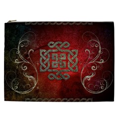 The Celtic Knot With Floral Elements Cosmetic Bag (xxl)  by FantasyWorld7