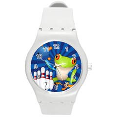 Tree Frog Bowling Round Plastic Sport Watch (m) by crcustomgifts