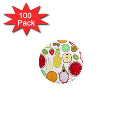 Mango Fruit Pieces Watermelon Dragon Passion Fruit Apple Strawberry Pineapple Melon 1  Mini Magnets (100 Pack)  by Mariart