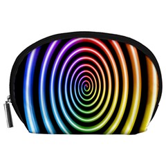 Hypnotic Circle Rainbow Accessory Pouches (large)  by Mariart