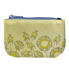 Sunflower Fly Flower Floral Large Coin Purse by Mariart