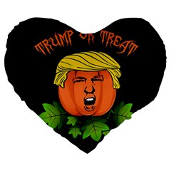 Trump Or Treat  Large 19  Premium Heart Shape Cushions by Valentinaart