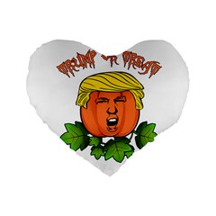 Trump Or Treat  Standard 16  Premium Flano Heart Shape Cushions by Valentinaart