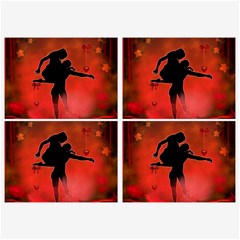 Dancing Couple On Red Background With Flowers And Hearts Belt Buckles by FantasyWorld7