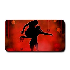 Dancing Couple On Red Background With Flowers And Hearts Medium Bar Mats by FantasyWorld7