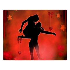 Dancing Couple On Red Background With Flowers And Hearts Double Sided Flano Blanket (large)  by FantasyWorld7