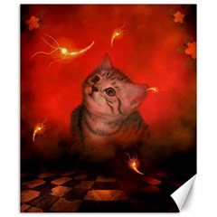 Cute Little Kitten, Red Background Canvas 20  X 24   by FantasyWorld7