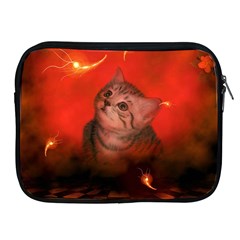 Cute Little Kitten, Red Background Apple Ipad 2/3/4 Zipper Cases by FantasyWorld7