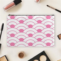 Art Deco Shell Pink White Cosmetic Bag (large)  by NouveauDesign