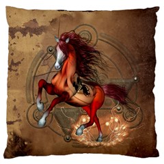 Awesome Horse  With Skull In Red Colors Large Cushion Case (one Side) by FantasyWorld7