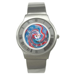 Red And Blue Rounds Stainless Steel Watch by berwies