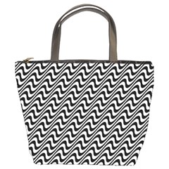 Black And White Waves Illusion Pattern Bucket Bags by paulaoliveiradesign