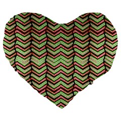 Zig Zag Multicolored Ethnic Pattern Large 19  Premium Flano Heart Shape Cushions by dflcprintsclothing