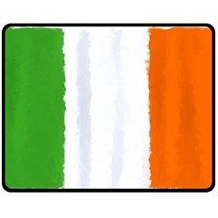 Flag Ireland, Banner Watercolor Painting Art Double Sided Fleece Blanket (medium)  by picsaspassion