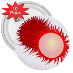 Rambutan Fruit Red Sweet 3  Buttons (10 Pack)  by Mariart